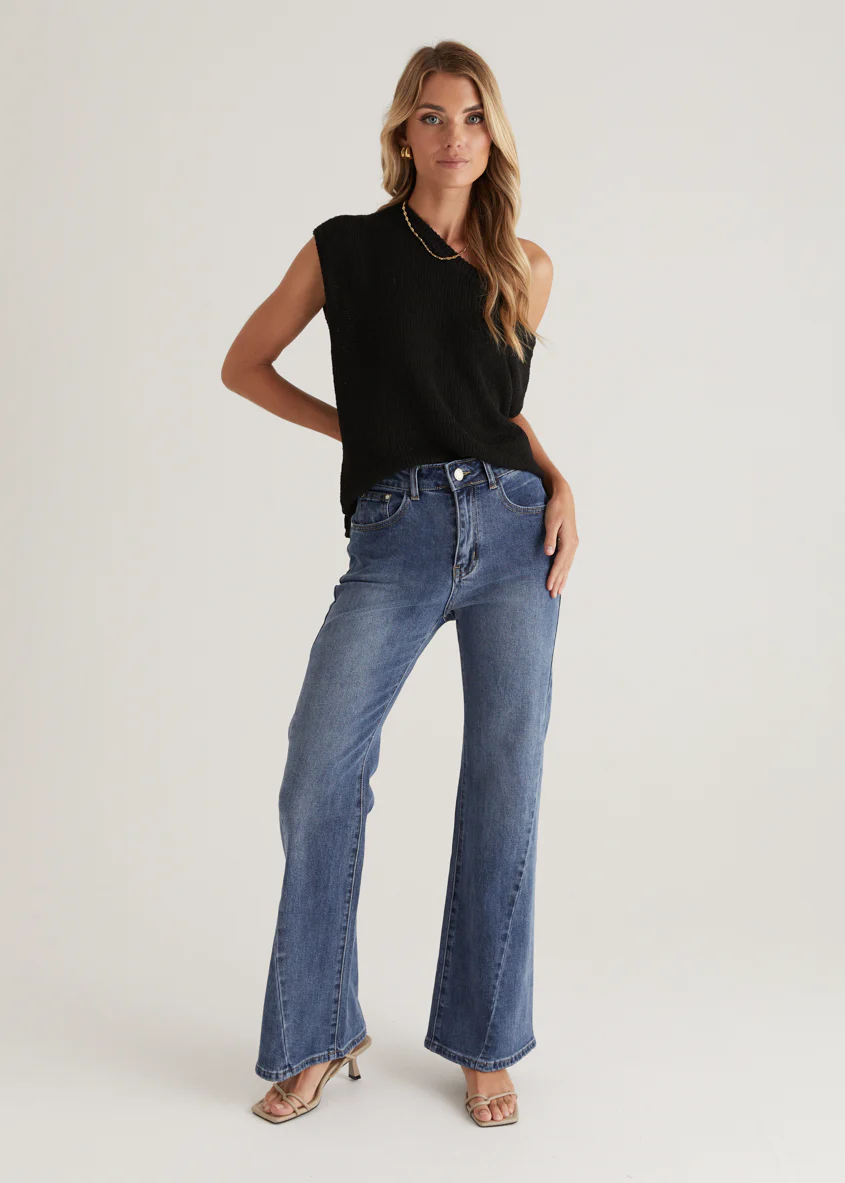 Georgie Stretch Flare Jeans - Mid Blue