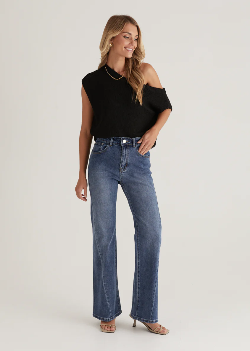 Georgie Stretch Flare Jeans - Mid Blue - Image 2