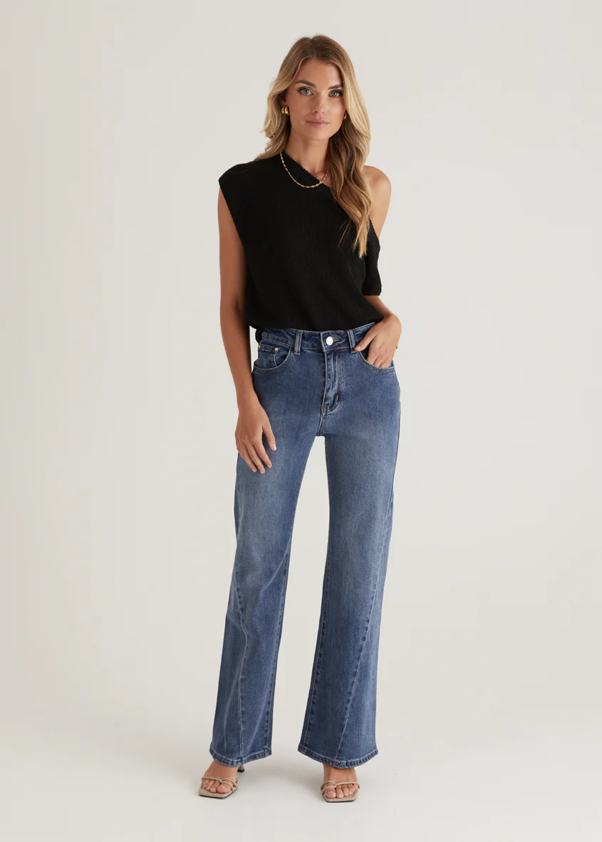 Georgie Stretch Flare Jeans - Mid Blue - Image 3