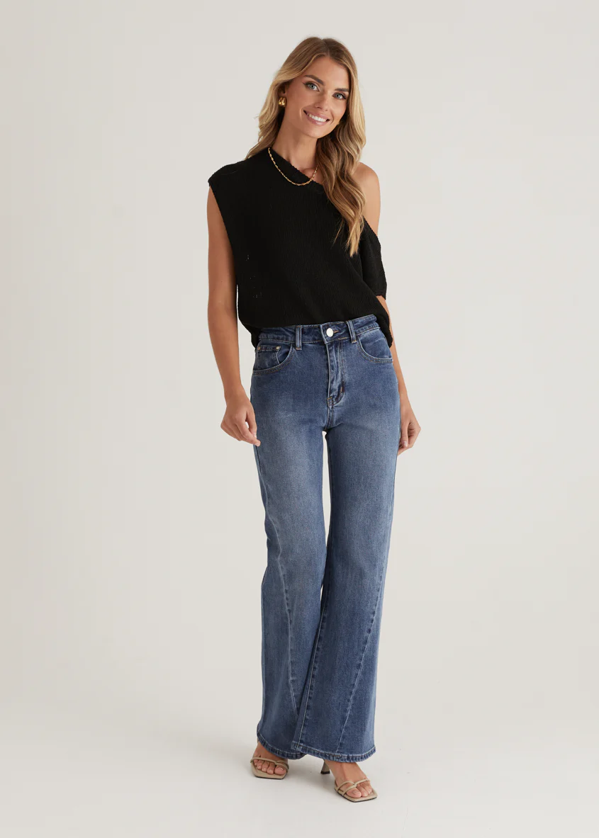 Georgie Stretch Flare Jeans - Mid Blue - Image 4