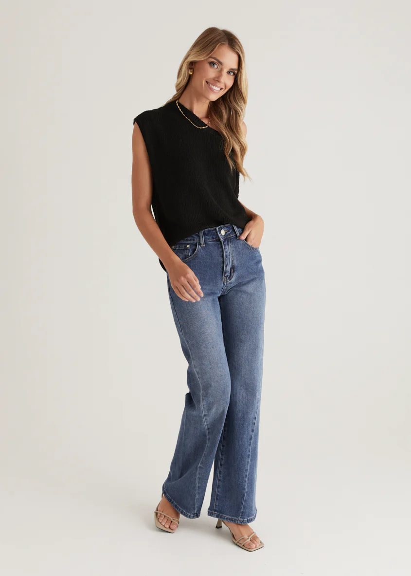 Georgie Stretch Flare Jeans - Mid Blue - Image 6