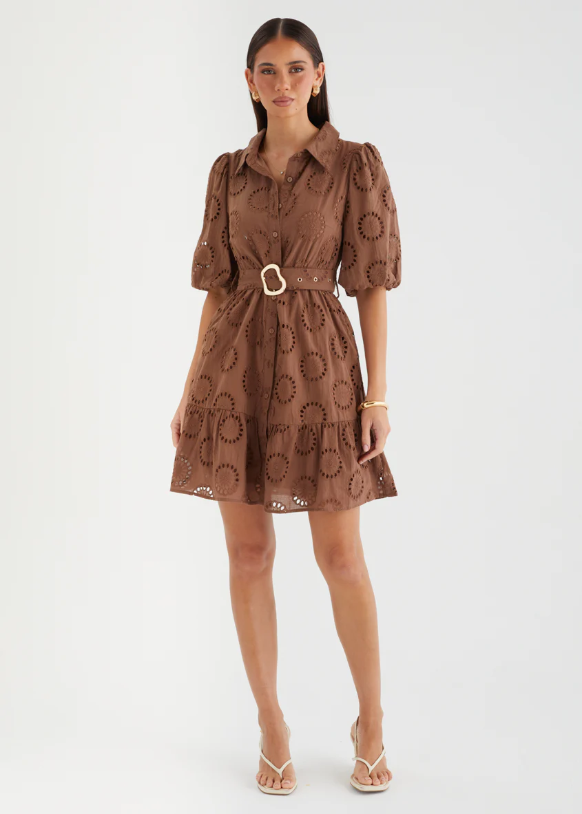 Giannah Dress - Choc Anglaise