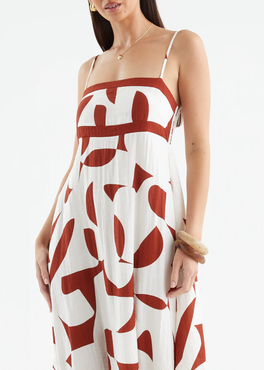 Givara Maxi Dress - Brown Abstract - Image 8