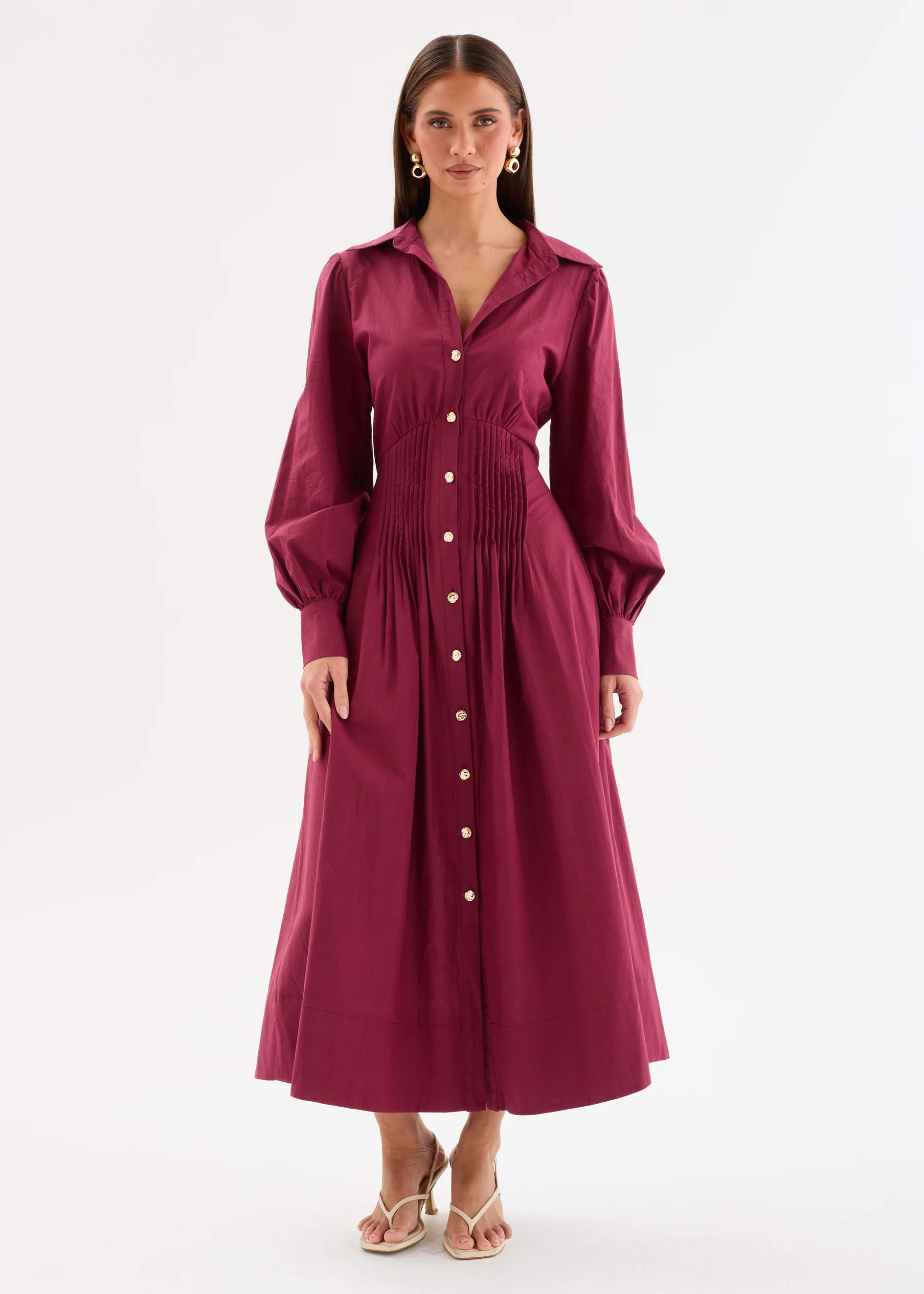 Hariette Midi Dress - Burgundy - Image 6