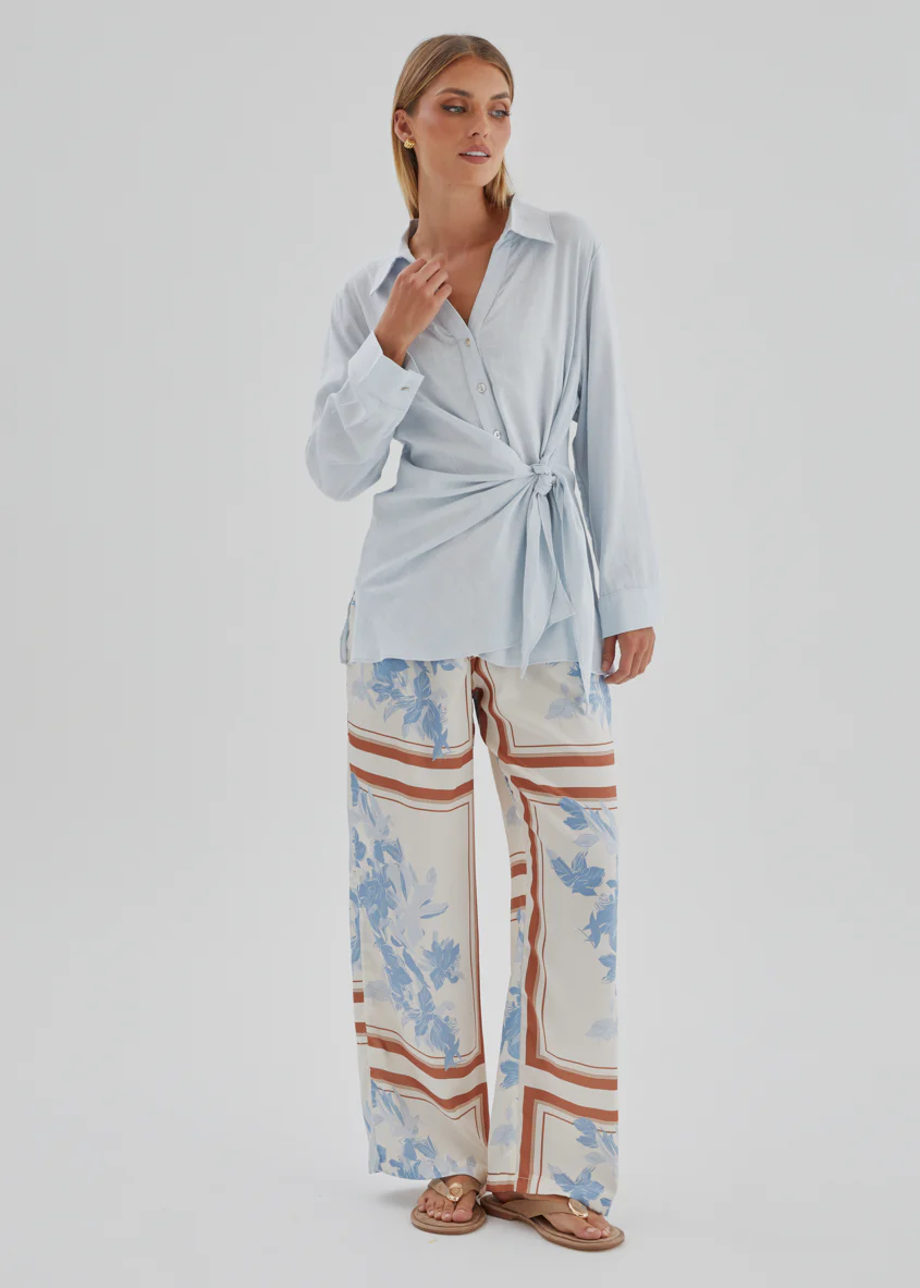 Harper Wrap Shirt - Ice Blue