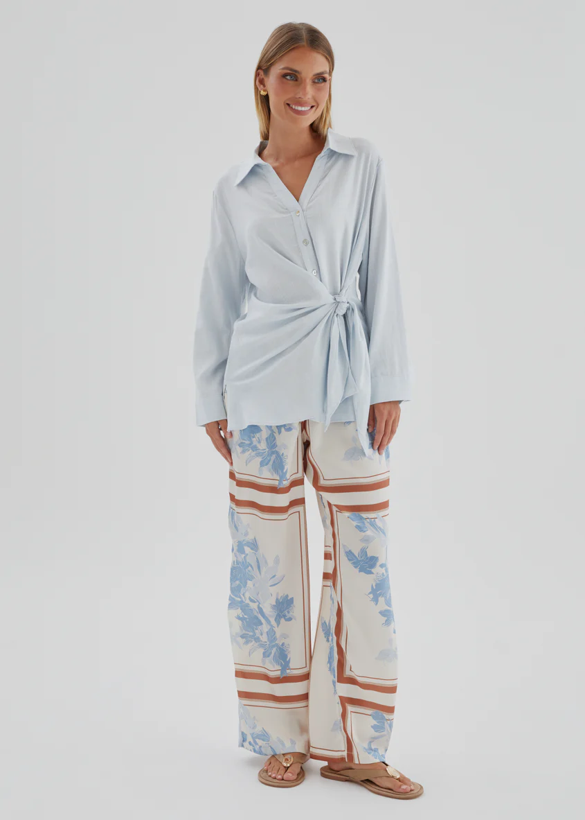 Harper Wrap Shirt - Ice Blue - Image 5