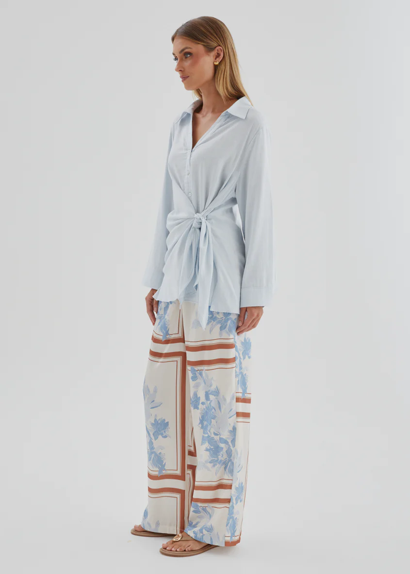 Harper Wrap Shirt - Ice Blue - Image 6