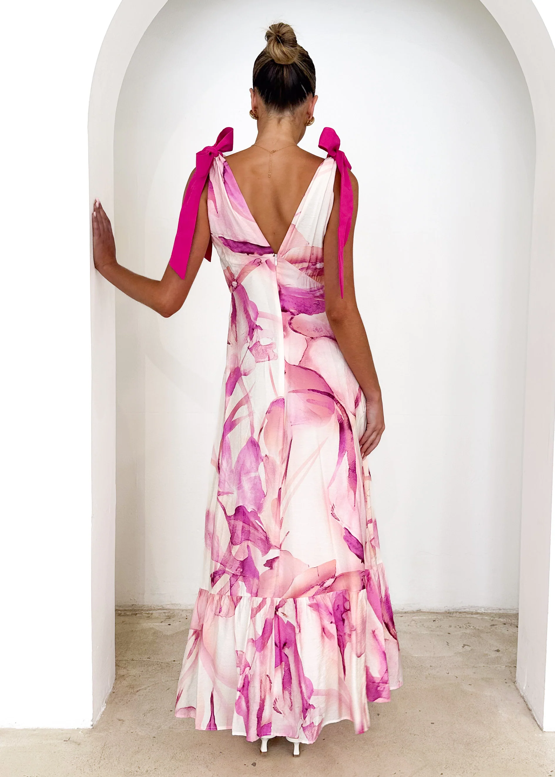 Havannah Tie Midi Dress - Fuchsia Flame - Image 6