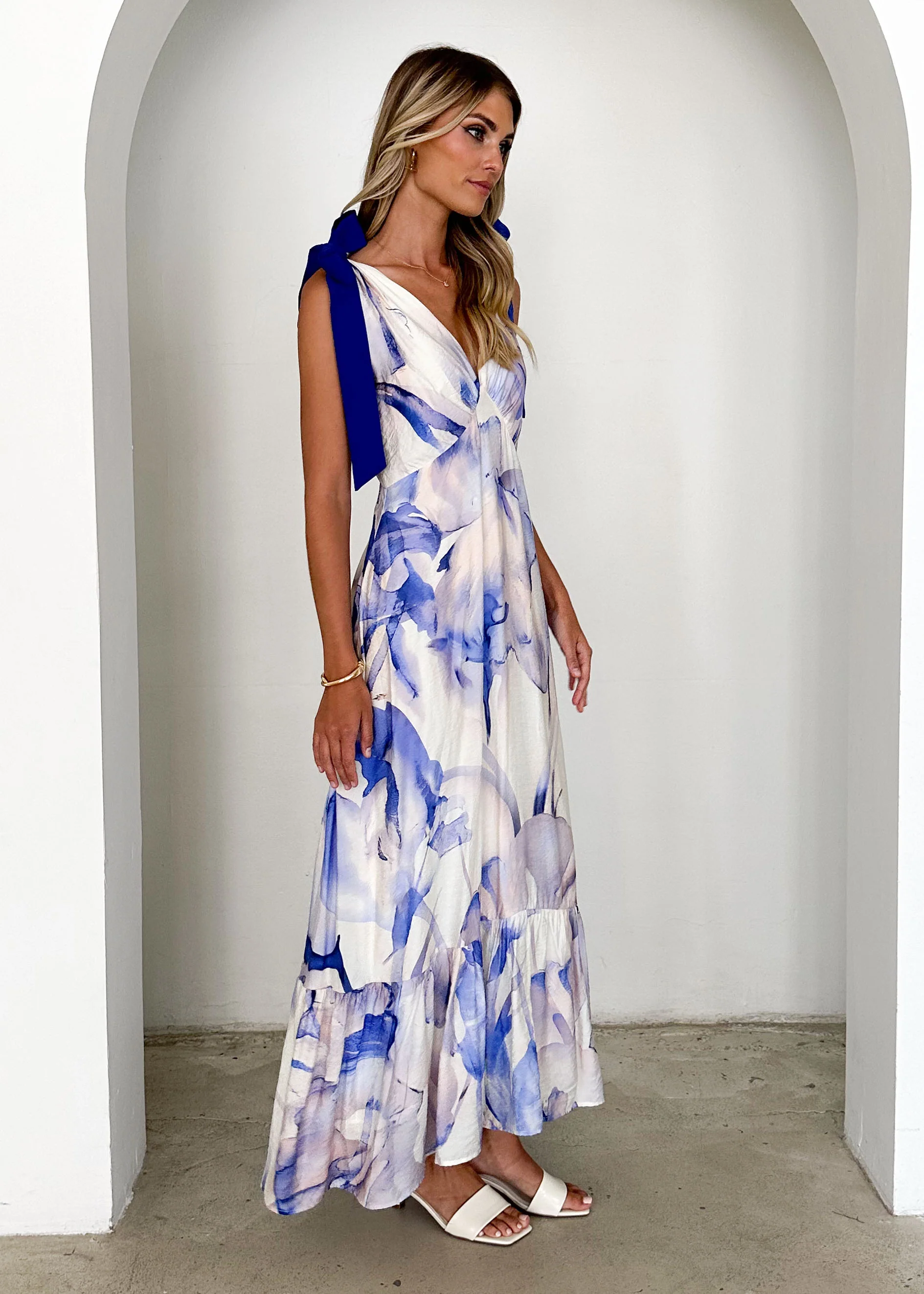 Havannah Tie Midi Dress - Lapis Flame - Image 4