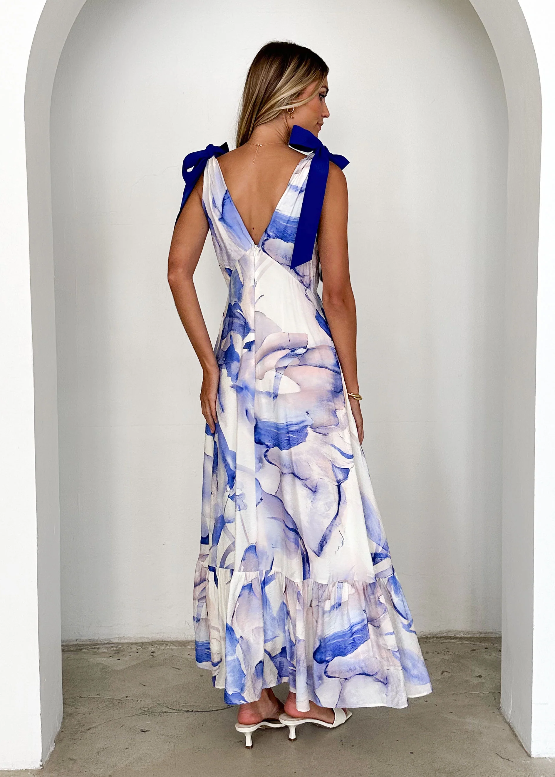 Havannah Tie Midi Dress - Lapis Flame - Image 5