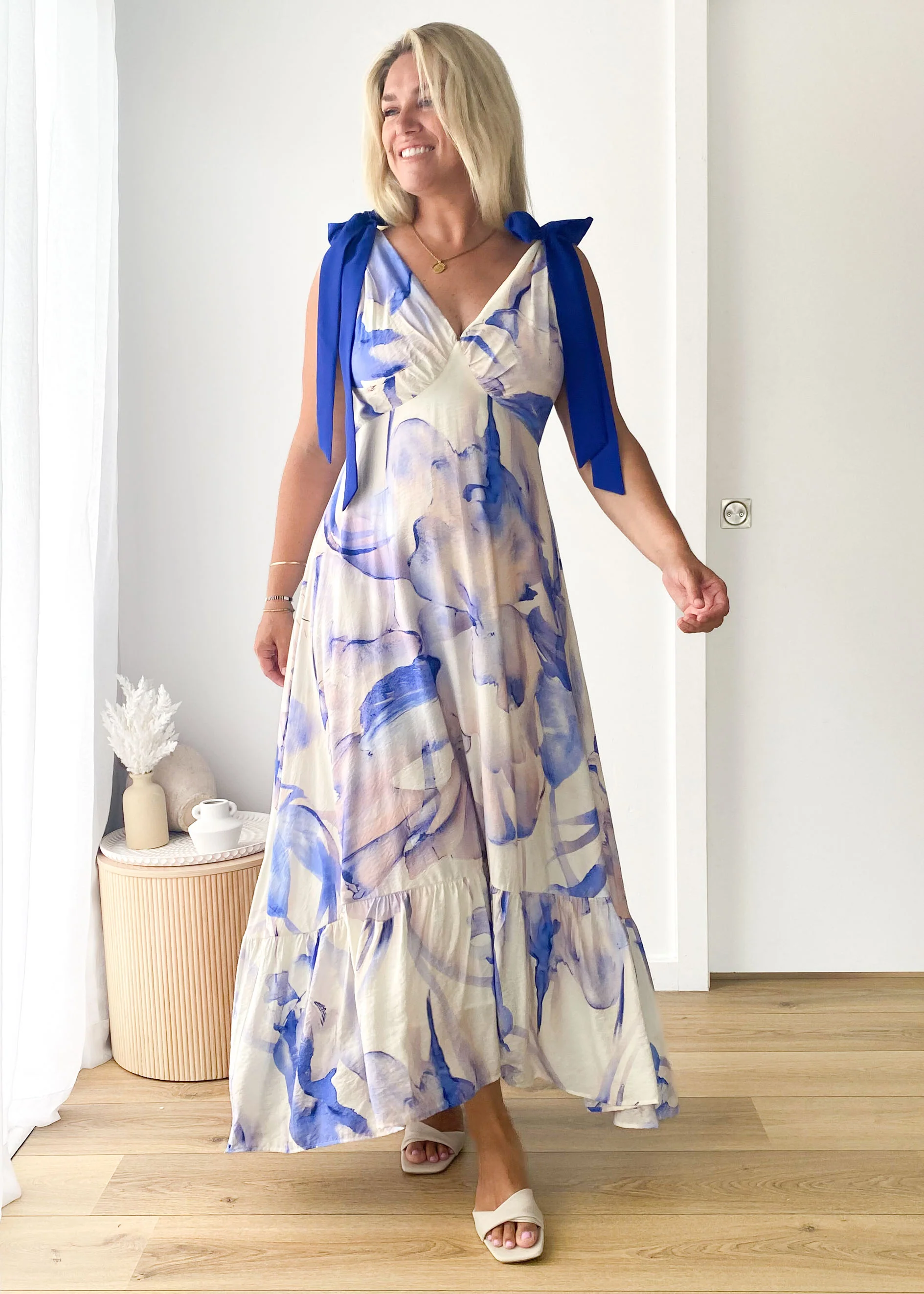 Havannah Tie Midi Dress - Lapis Flame - Image 9