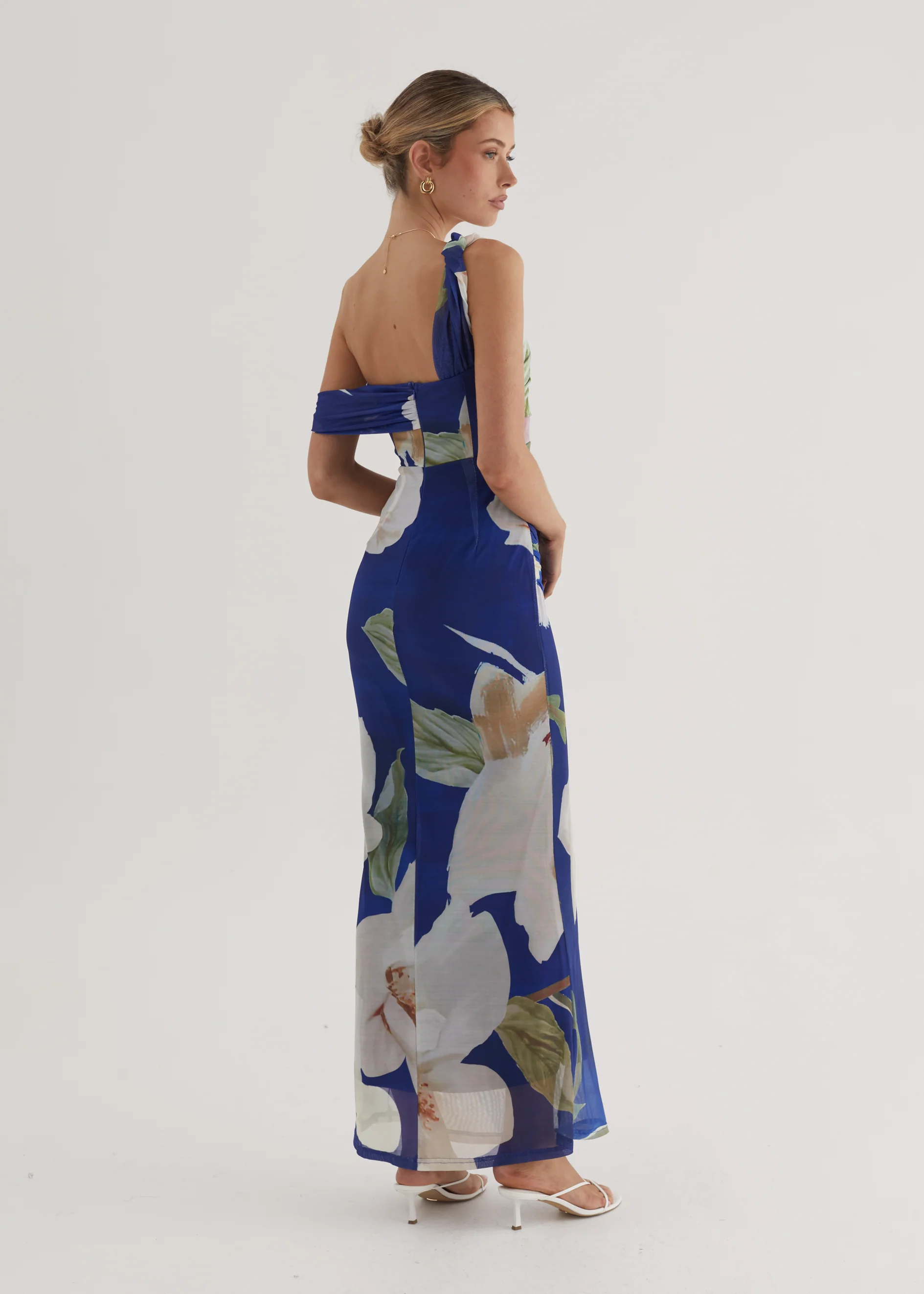 Helena Mesh Maxi Dress - Blue Flowers - Image 10