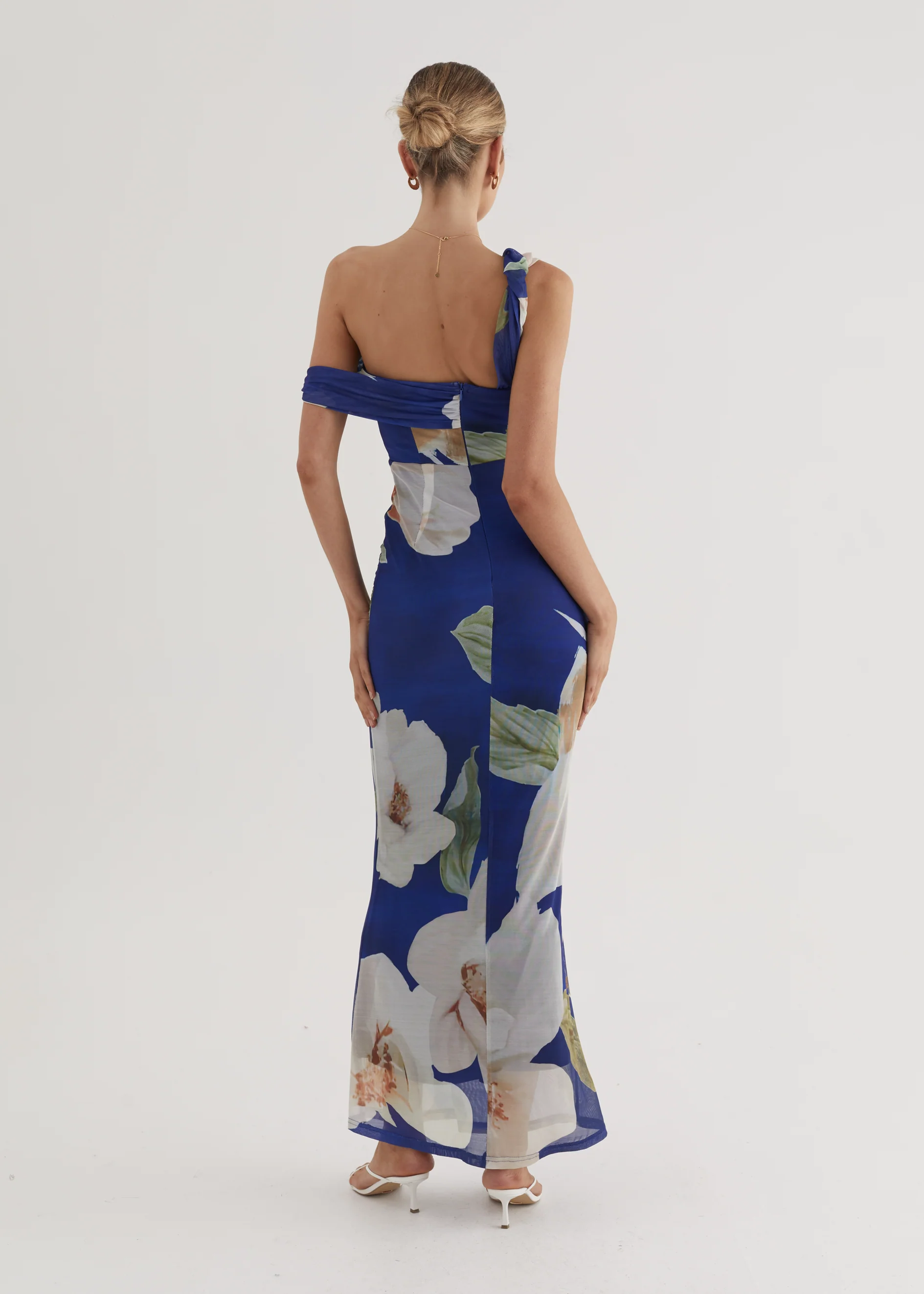 Helena Mesh Maxi Dress - Blue Flowers - Image 9