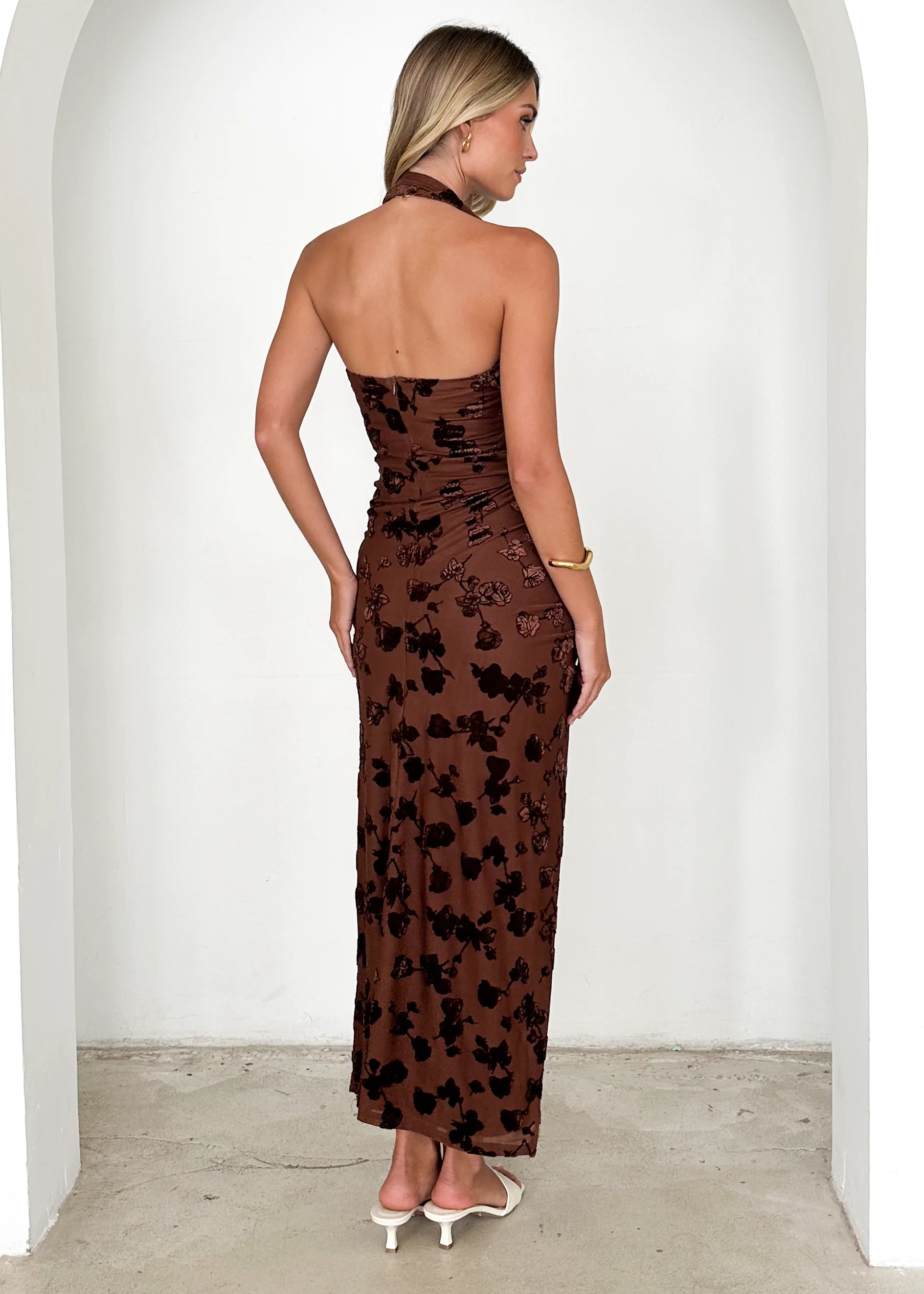 Huntress Halter Midi Dress - Brown - Image 9