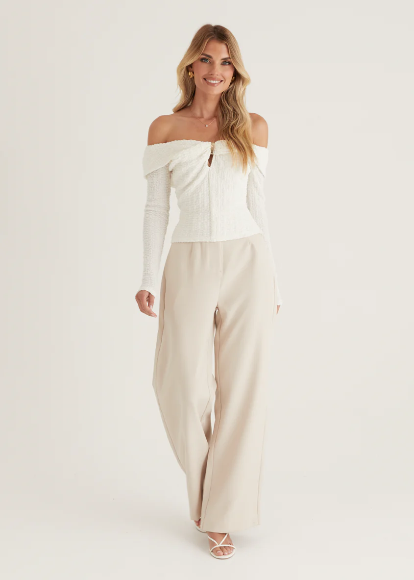 Imcroe Off Shoulder Top - Off White - Image 12