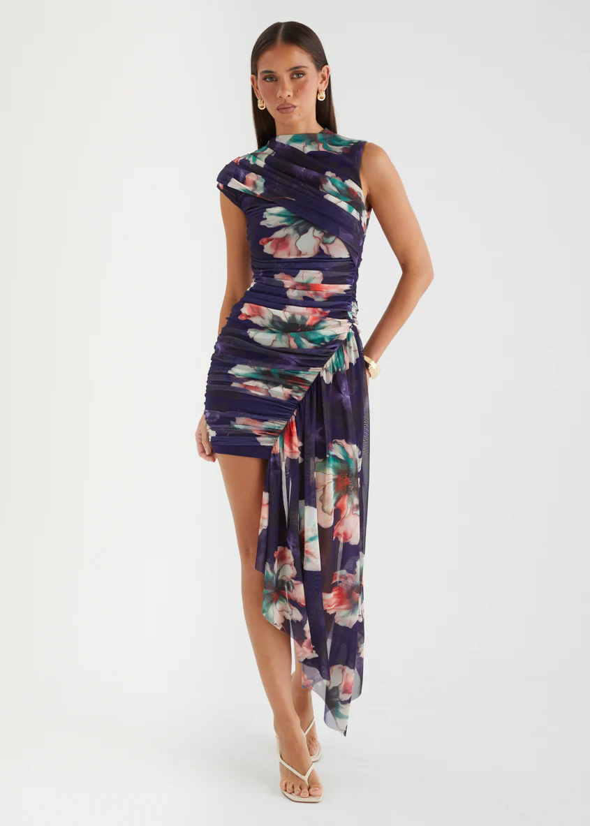 Indeanna Mesh Dress - Indigo Floral - Image 2