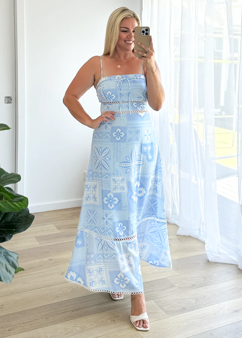 Indie Maxi Dress - Blue Geo - Image 2