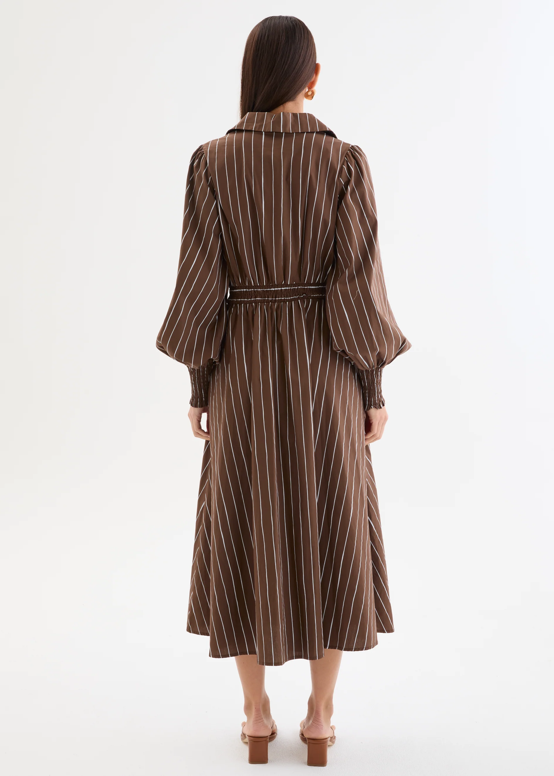 Irie Midi Dress - Chocolate Stripe - Image 9