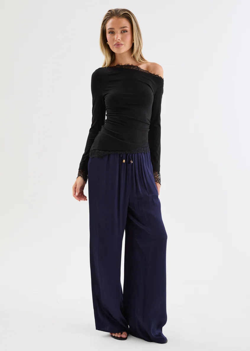 Isla Asymmetric Lace Top - Black - Image 4