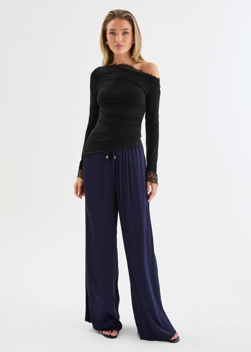 Isla Asymmetric Lace Top - Black - Image 5