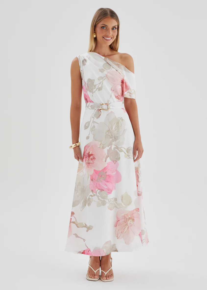 Jacqui Drop Shoulder Midi Dress - Pink Floral - Image 4