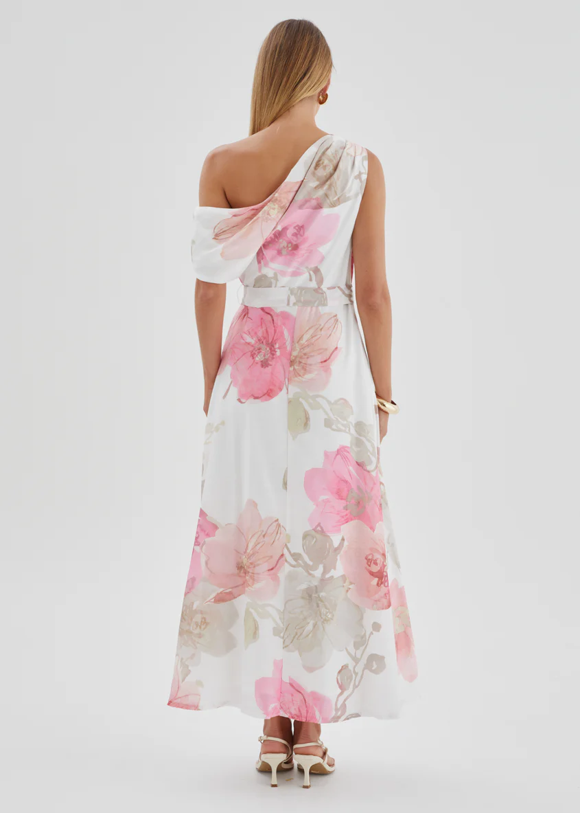 Jacqui Drop Shoulder Midi Dress - Pink Floral - Image 6