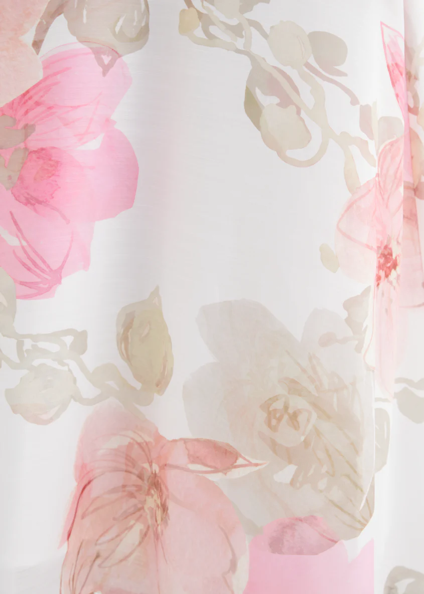 Jacqui Drop Shoulder Midi Dress - Pink Floral - Image 8