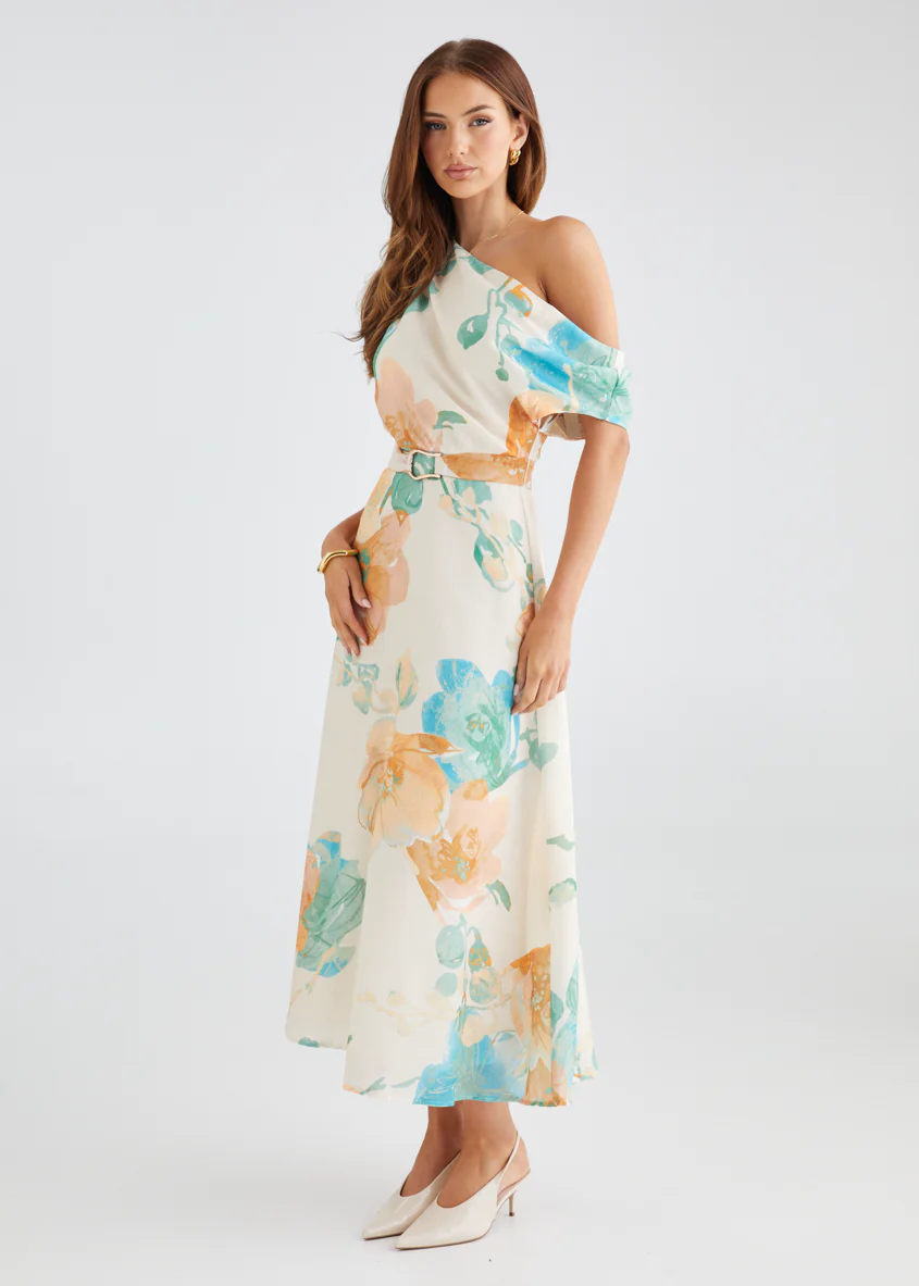 Jacqui Drop Shoulder Midi Dress - Tangerine Floral - Image 6