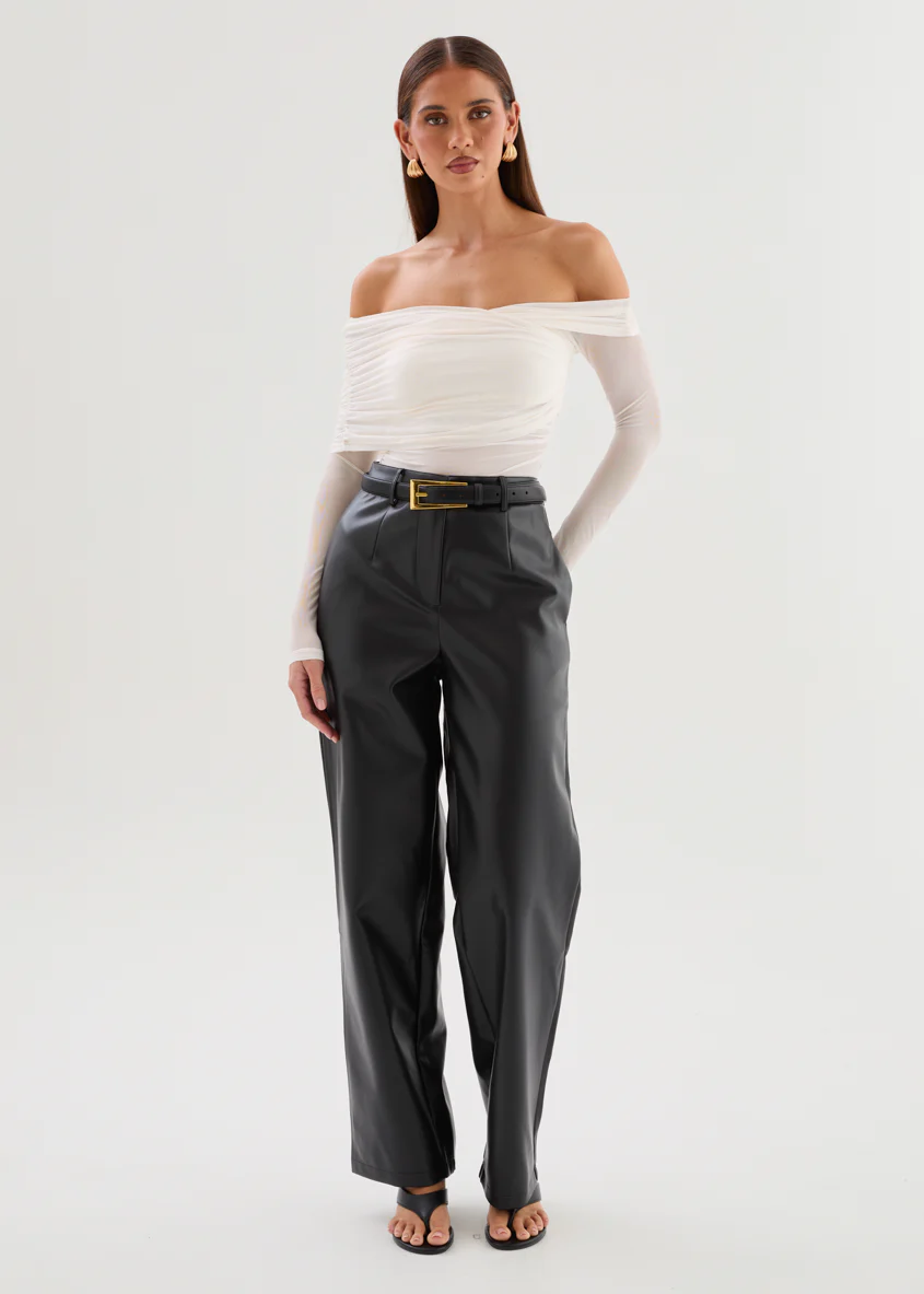 Jaidin Drop Shoulder Mesh Top - Ivory - Image 2