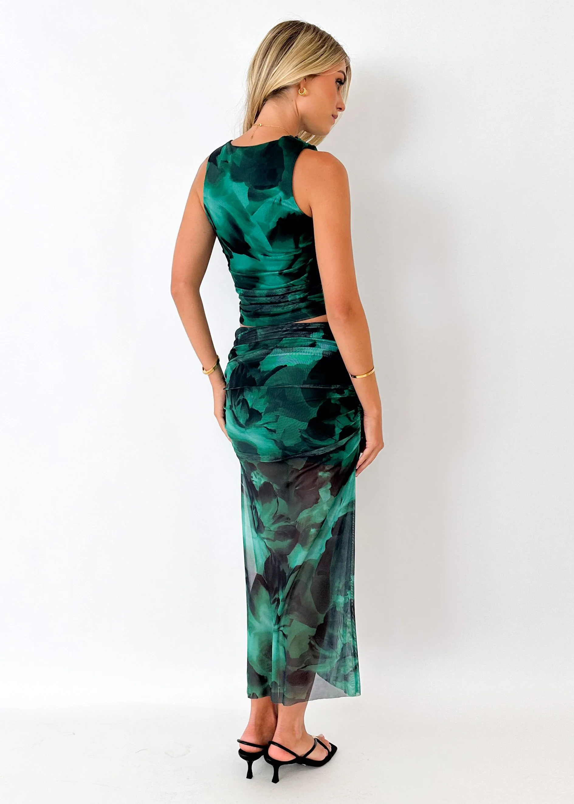 Jalena Mesh Midi Skirt - Emerald - Image 5