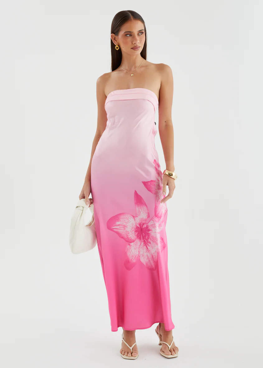 Jamie Strapless Maxi Dress - Magenta Bloom - Image 2