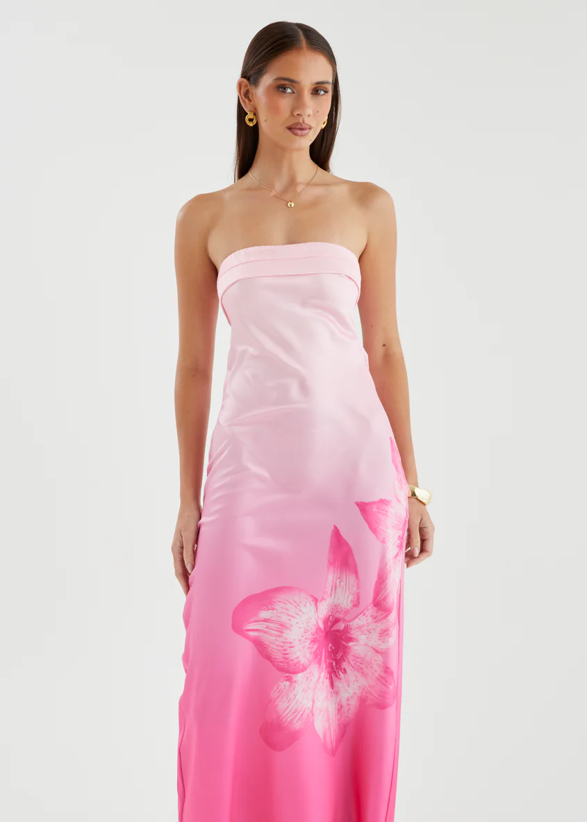 Jamie Strapless Maxi Dress - Magenta Bloom - Image 4