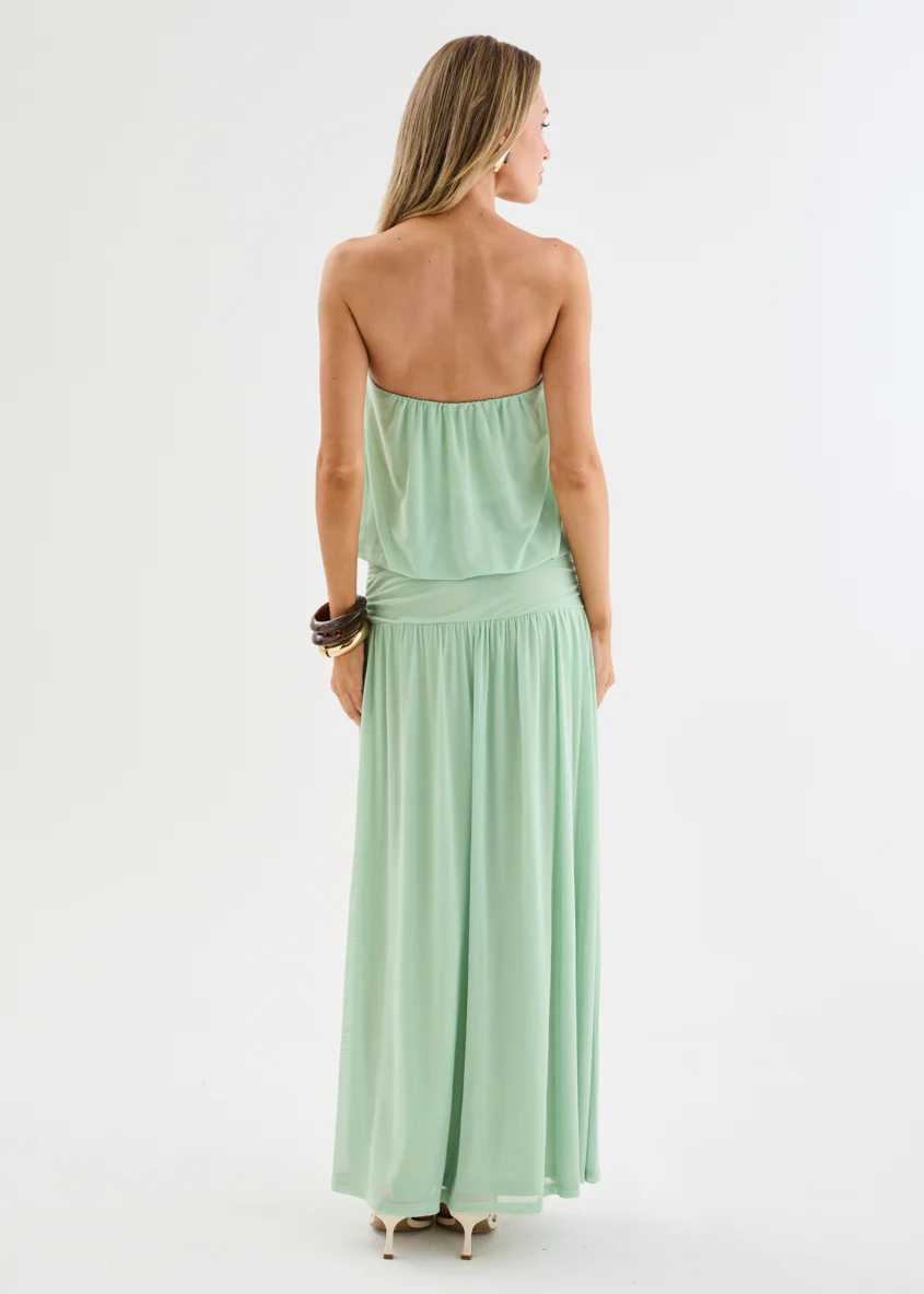 Janey Strapless Mesh Maxi Dress - Mint - Image 8