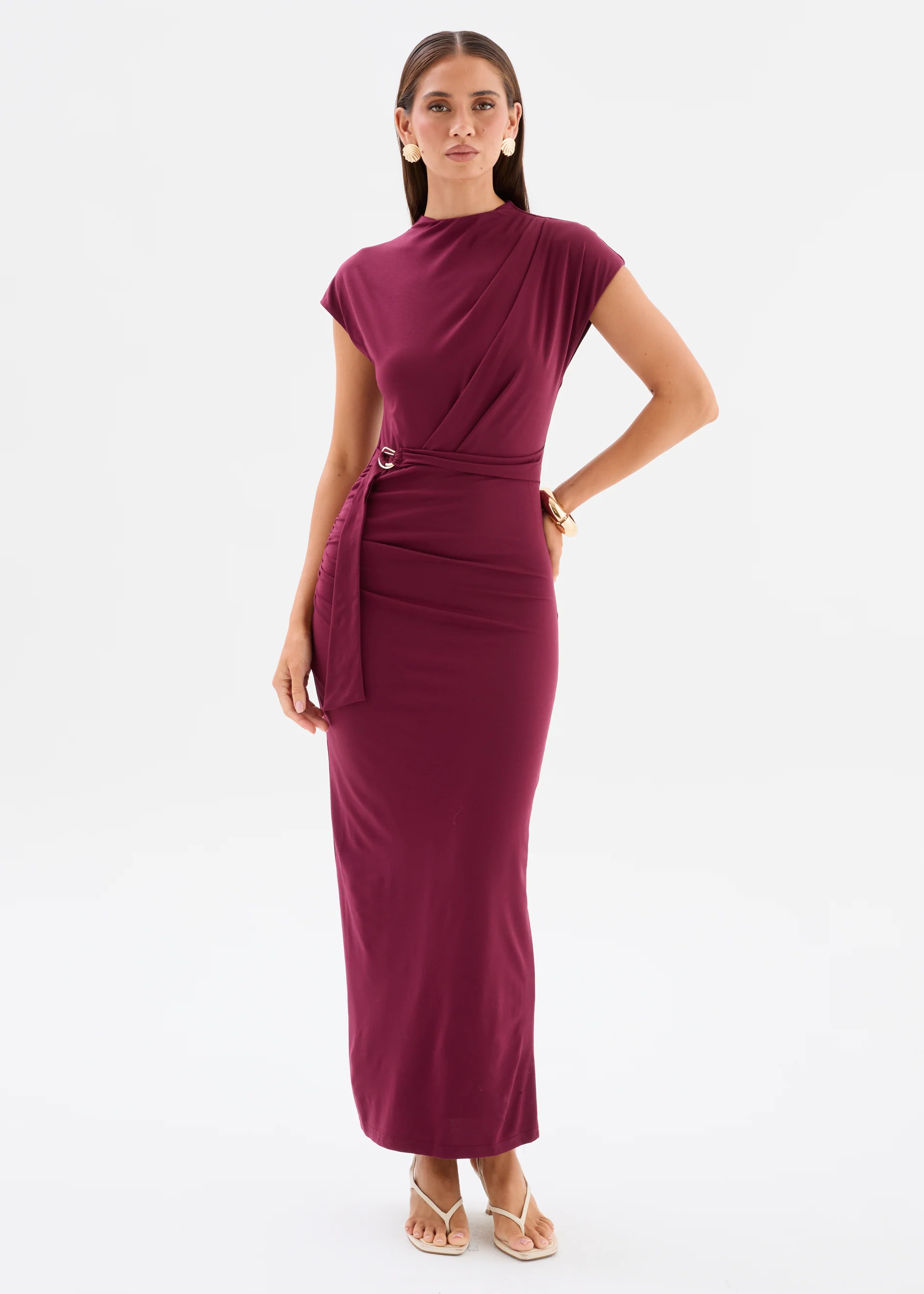 Javana Midi Dress - Burgundy