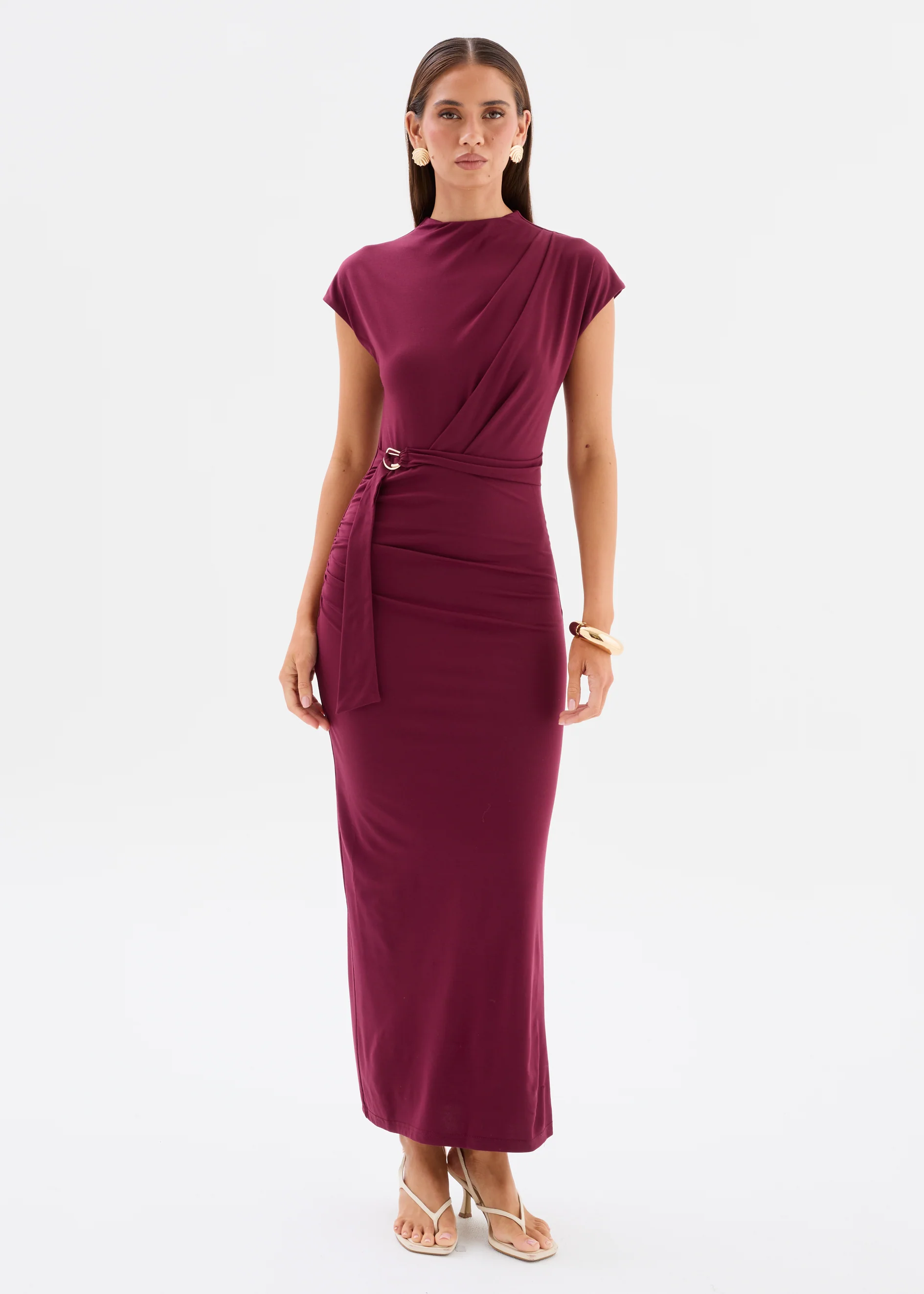 Javana Midi Dress - Burgundy - Image 3