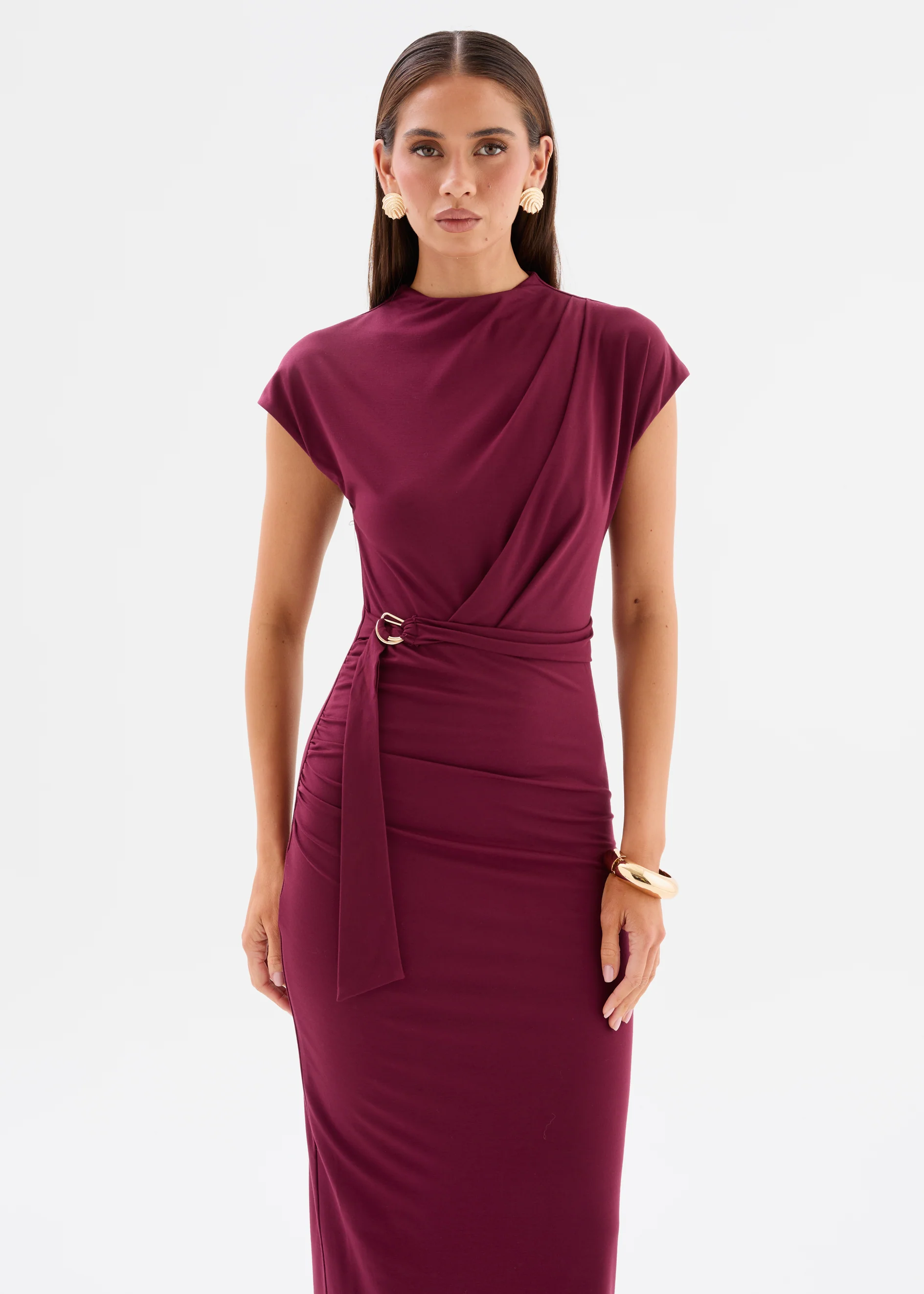 Javana Midi Dress - Burgundy - Image 4