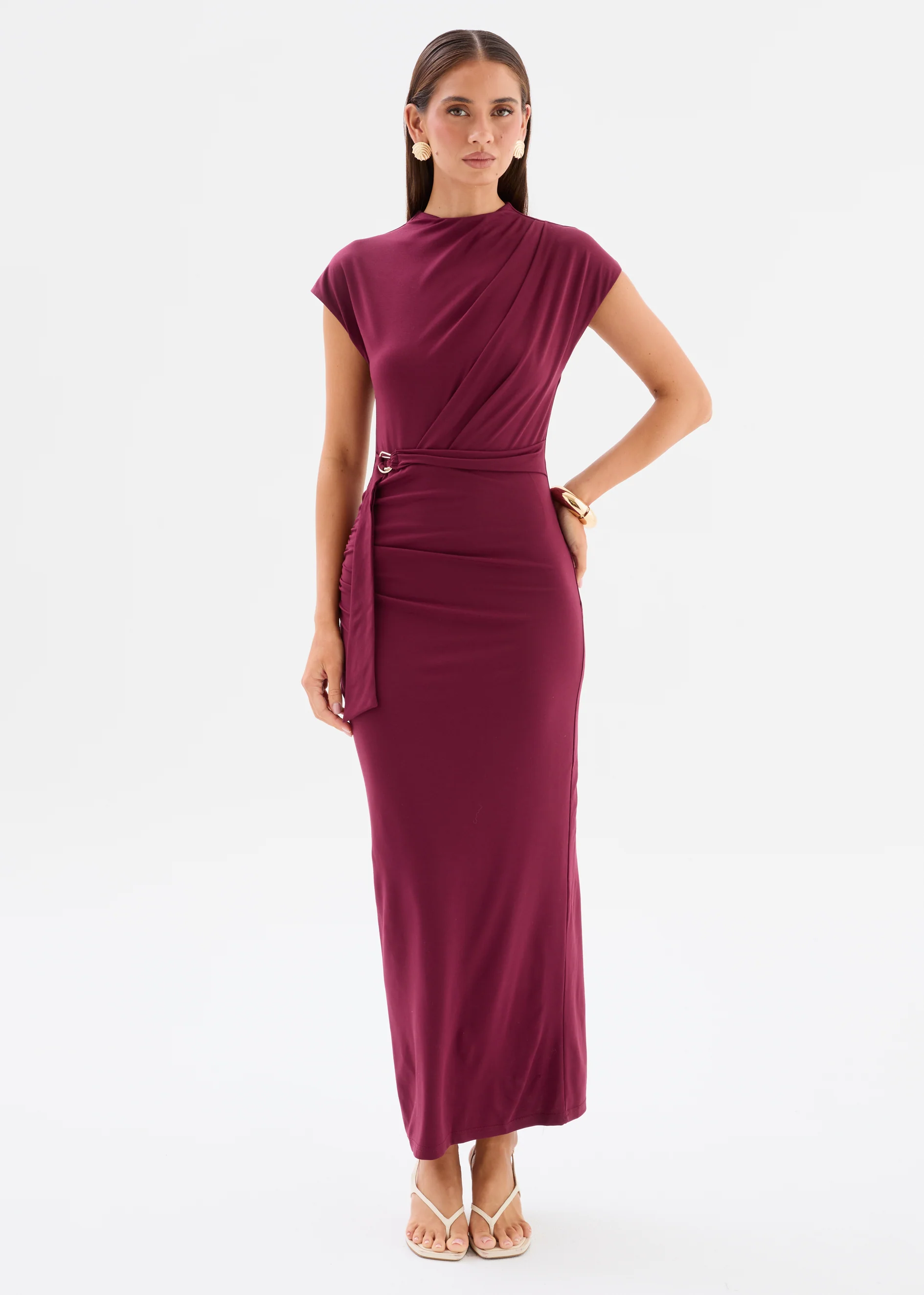 Javana Midi Dress - Burgundy - Image 6