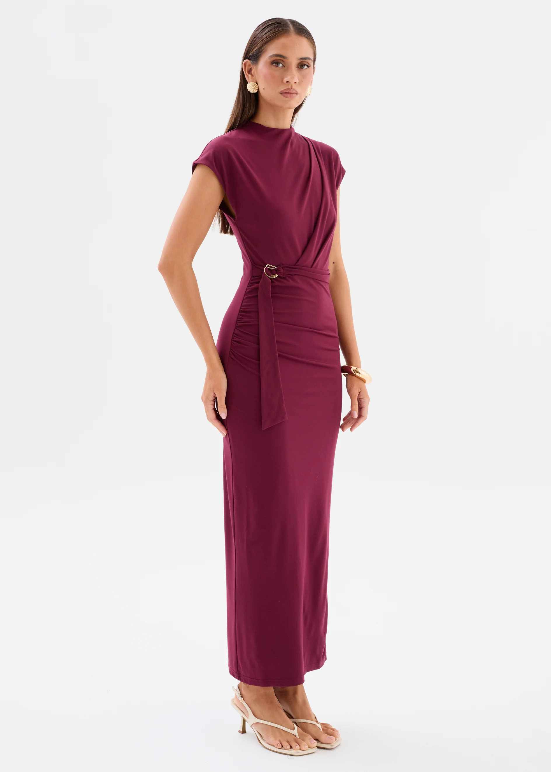 Javana Midi Dress - Burgundy - Image 7