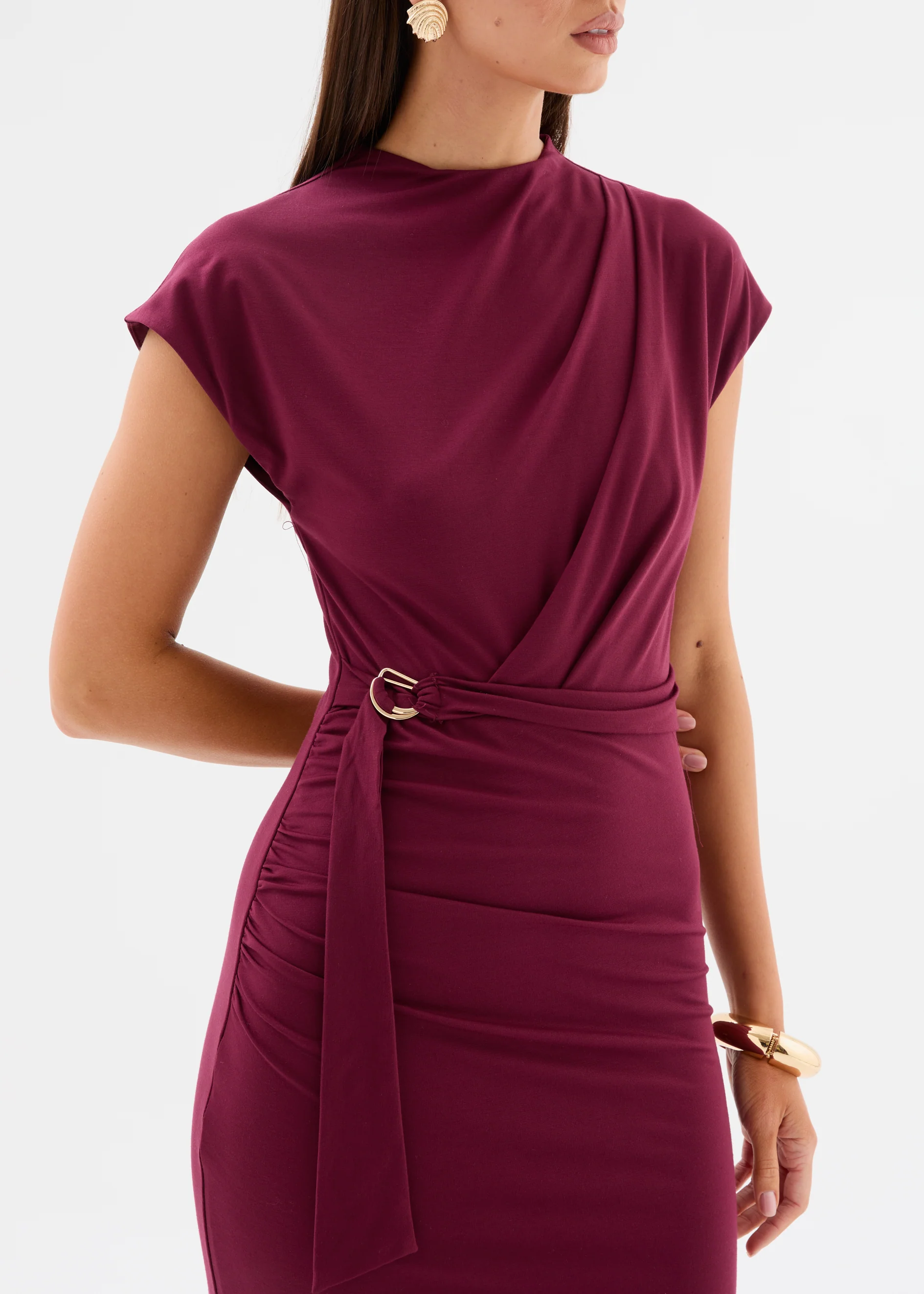 Javana Midi Dress - Burgundy - Image 9