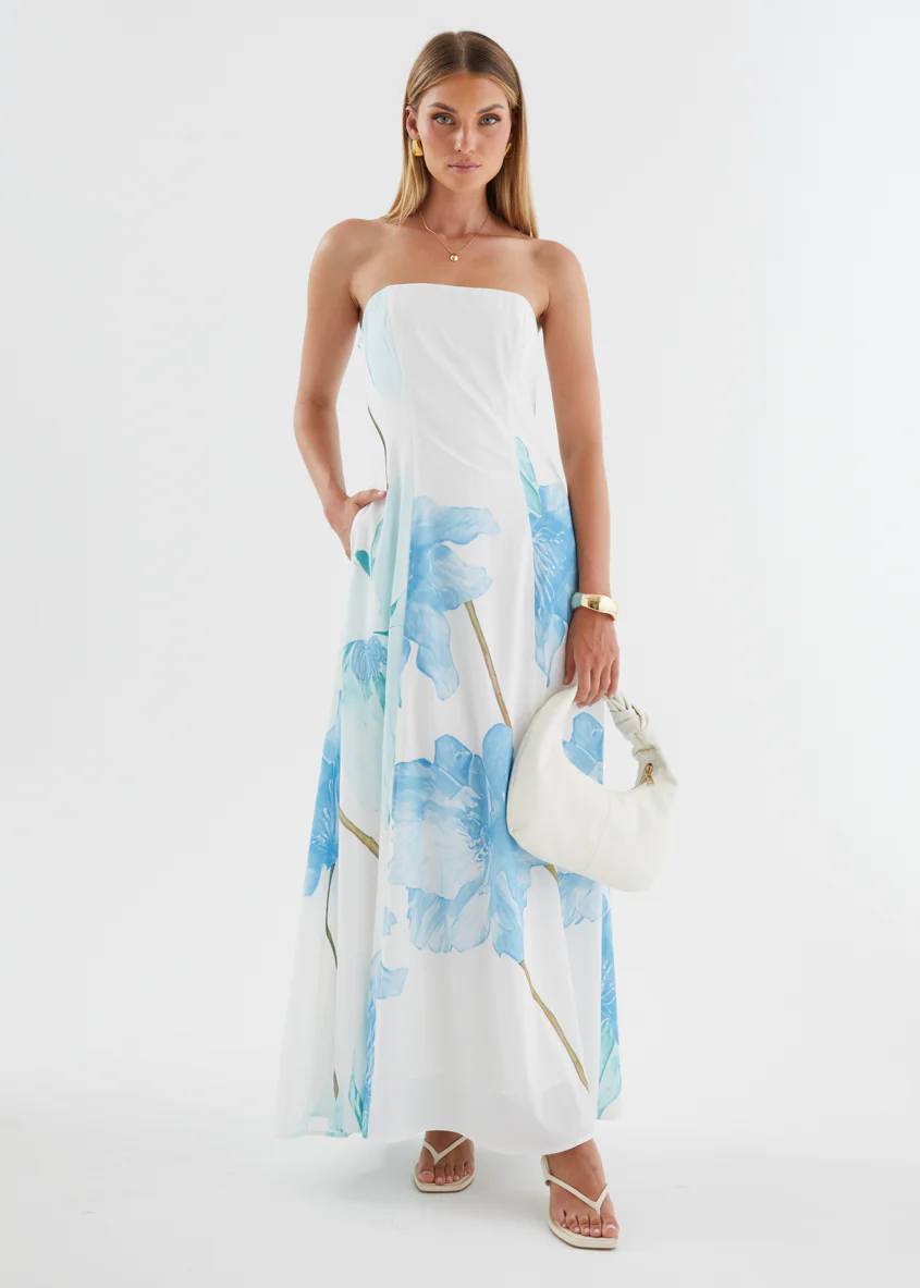 Jayde Strapless Maxi Dress - Blue Flowers - Image 4