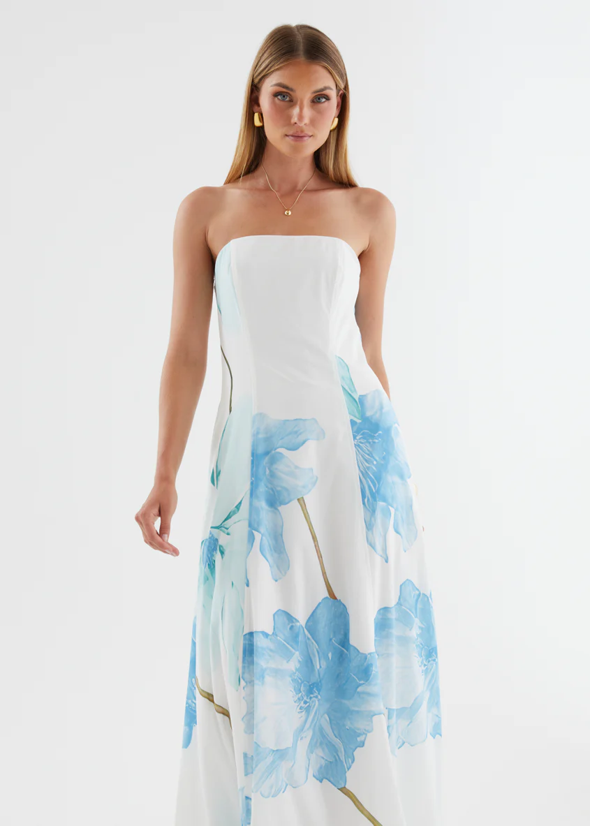Jayde Strapless Maxi Dress - Blue Flowers - Image 5