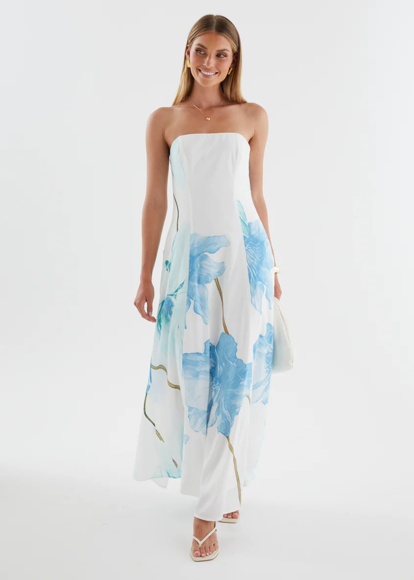 Jayde Strapless Maxi Dress - Blue Flowers - Image 6