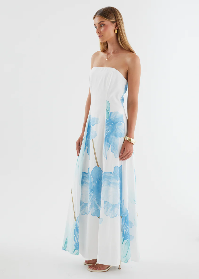 Jayde Strapless Maxi Dress - Blue Flowers - Image 7