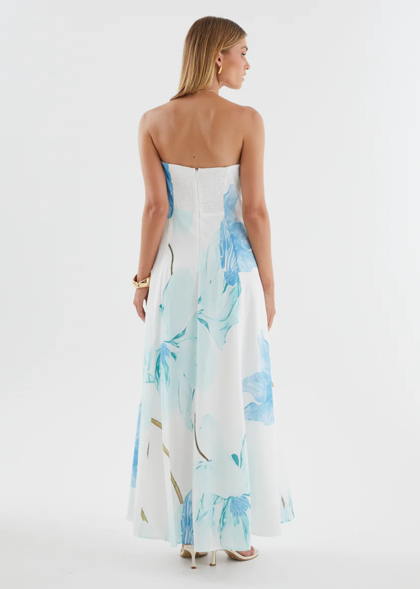 Jayde Strapless Maxi Dress - Blue Flowers - Image 8