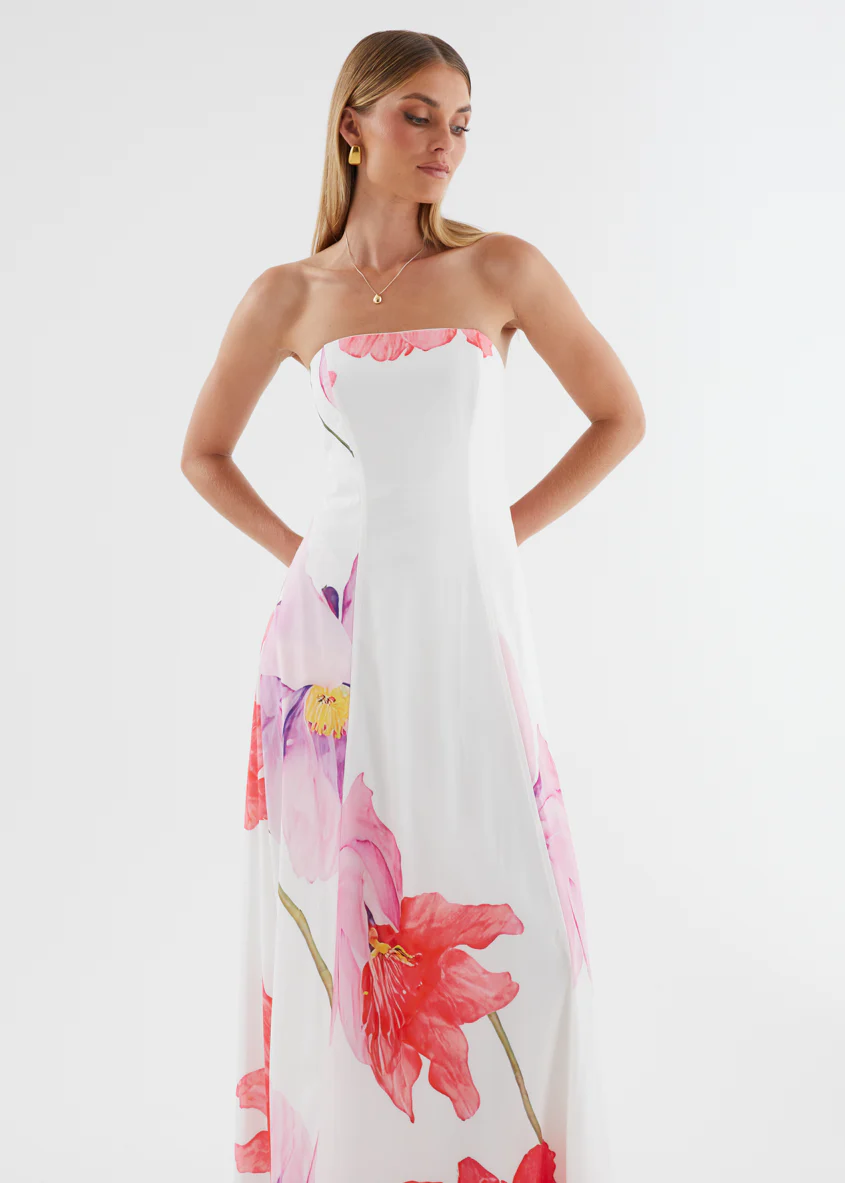 Jayde Strapless Maxi Dress - Pink Flowers - Image 3