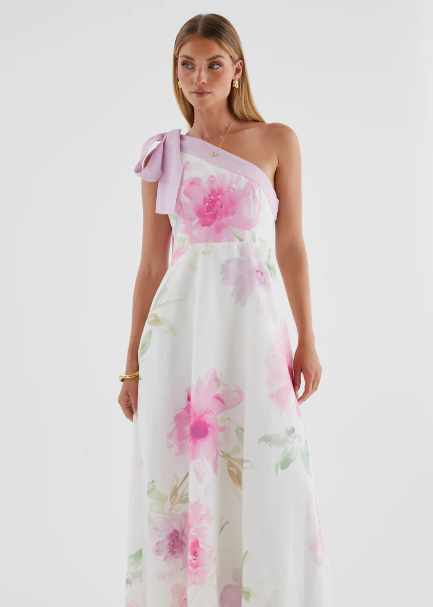 Jilia One Shoulder Maxi Dress - Pink Bouquet - Image 3