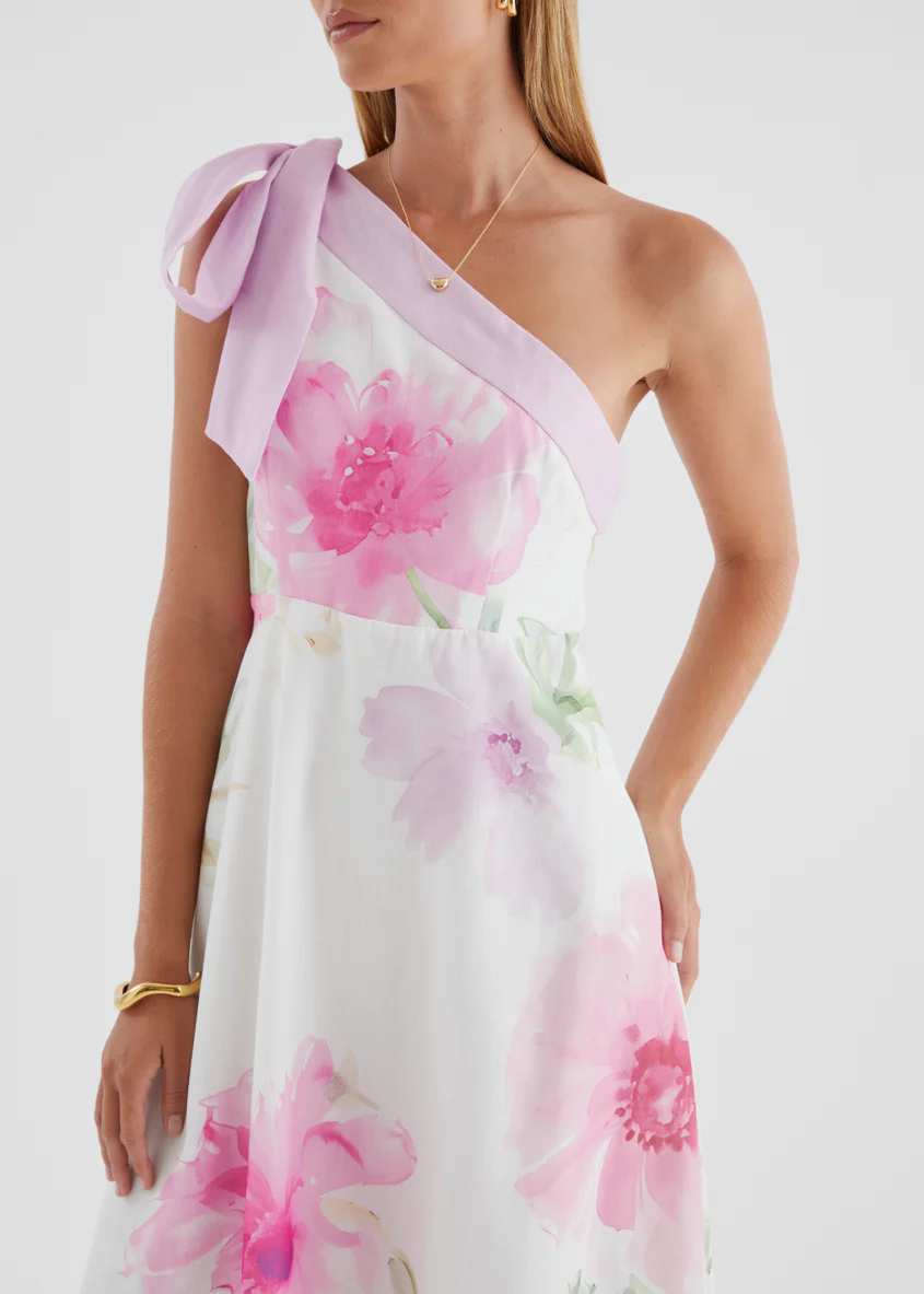 Jilia One Shoulder Maxi Dress - Pink Bouquet - Image 9