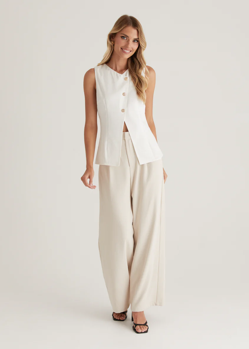 Jolie Vest Top - Off White - Image 4