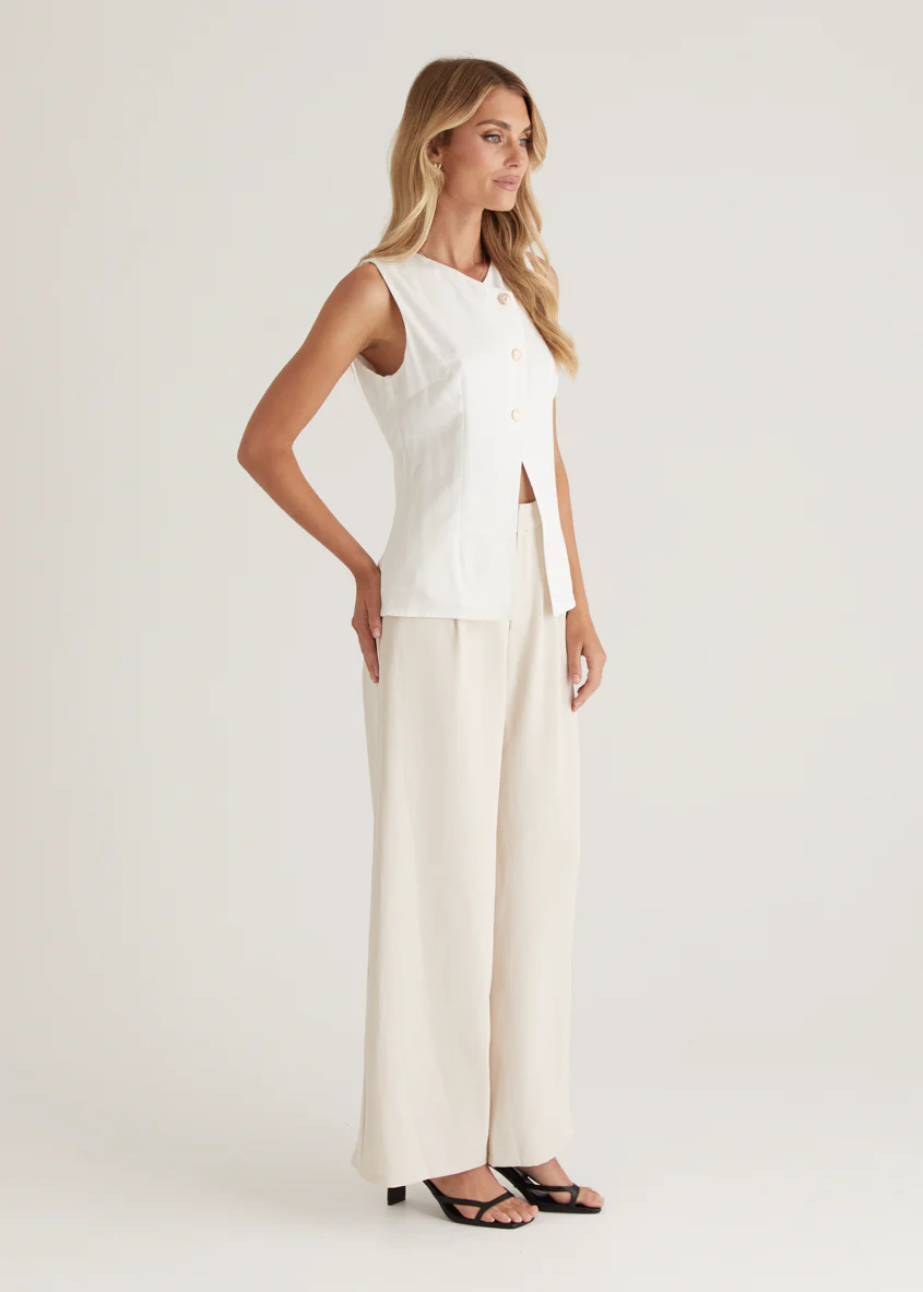 Jolie Vest Top - Off White - Image 7