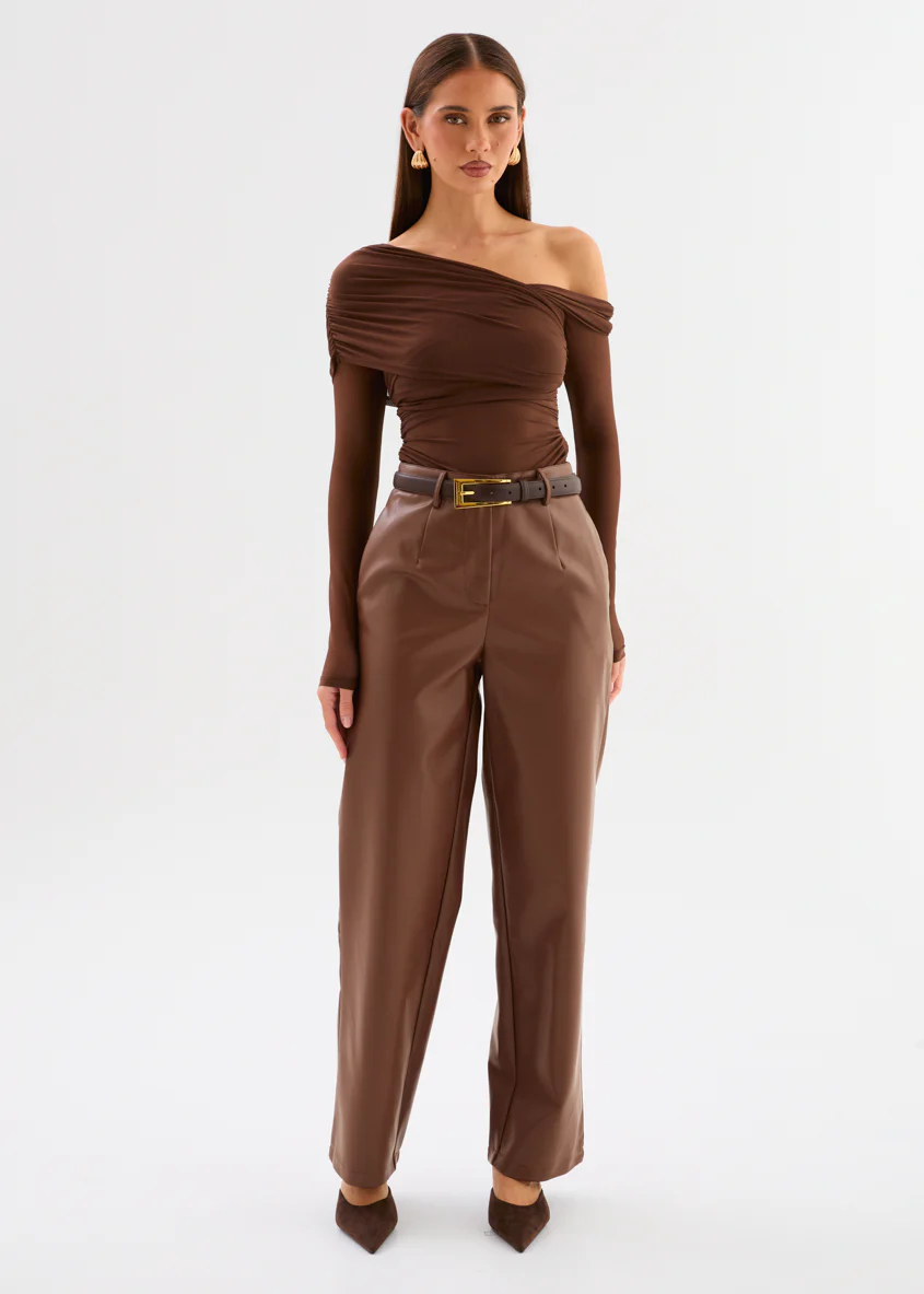 Jordie PU Pants - Chocolate - Image 2